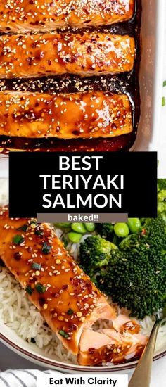 the best teriyaki salmon bake with white rice and broccoli