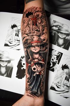 Tato Luffy, One Piece Wano Tattoo, Monkey D Luffy Tattoo Design, Anime Tattoos One Piece, Tato One Piece, One Piece Sleeve Tattoo, Monkey D Luffy Tattoo Ideas, Luffy Tattoo One Piece, One Piece Luffy Tattoo