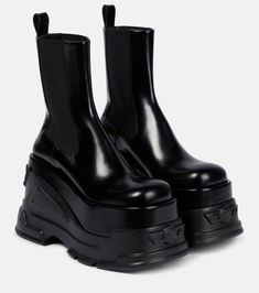 Versace Boots, Leather Womens Shoes, Dr Shoes, Versace Shoes, Platform Heel, Boots Leather