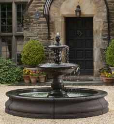 Caterina Tiered Large Outdoor Fountain in Basin Large Outdoor Fountains, Concrete Fountains, Campania International, Outdoor Water Features, Indoor Water Fountains, Pond Fountains, Solar Fountain, Fountain Design, Stone Fountains