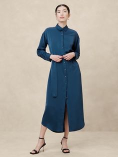 Tie-Waist Maxi Shirtdress | Banana Republic Factory Advanced Style, Fall Photoshoot, Pleated Maxi, Banana Republic Factory, Fabric Belt, Shirtdress, Work Outfit, Banana Republic, Sustainability