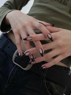 Romantic Goth Nails, Summer Goth Nails, Abstract Line Nail Art, Goth Nails, Grunge Nails, Her Nails