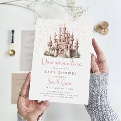 Celebrate the upcoming arrival of your little princess with our Editable Princess Baby Shower Invitation. This invite is ideal for creating a magical and enchanting baby shower atmosphere. The "Once Upon A Time Castle Baby Shower Invite" allows you to personalize the text and design elements to match your theme. The "Girl Baby Shower Invitation" features delightful designs that will impress your guests. Available as an instant digital download, it offers the convenience of quick edits and easy p Once Upon A Time Baby Shower Theme Girl, Once Upon A Baby Shower Ideas, Once Upon A Time Baby Shower Theme, Fairytale Baby Shower Theme, Princess Baby Shower Theme, Princess Baby Shower Ideas, Fairytale Baby Shower, Girl Baby Shower Invitations, Baby Shower Princess Theme