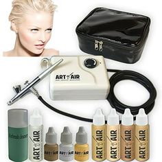 * Art of Air Cosmetic Makeup Airbrush and Compressor System * Art of Air 4 piece FAIR COMPLEXION Foundation Set * Deluxe Black Airbrush Makeup System Carrying Bag * Includes: Blush, Bronzer, Shimmer, and Anti Aging Primer * Complete Airbrush System, nothing else needed to get started! for Beginner and Professional use. Air Makeup, Best Airbrush Makeup, Airbrush Makeup Kit, Primer Makeup, Foundation Sets, Airbrush Foundation, Fair Complexion, Dark Complexion, Airbrush Makeup