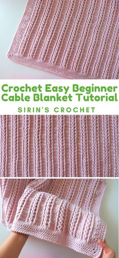 the crochet easy beginner cable blanket is shown with text overlay that says,