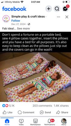 Cool Stuff For Kids, Craft Organization Diy, Big Families, Fold Out Beds, Easy Pillows, Pillow Cases Diy, Portable Bed, Sewing Pillows, Organization Planning