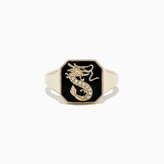 Effy Novelty 14K Yellow Gold Onyx and Diamond Dragon Signet Ring, 1.91 TCW Diamond Dragon, Yellow Stone, Gothic Jewelry, Signet Ring, Gold Yellow, Kitchen Sink, Round Diamonds, Gold Metal, Onyx