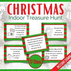 christmas indoor treasure hunt for kids to learn how to read and write the words in their own language