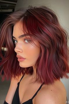 Rich burgundy hair, deep and vibrant for a stunning 2024 look Shades Of Burgundy Hair, Red Hairstyle, Burgandy Hair, Hair Color Red, Burgundy Hair Color, Red Hair Color Ideas, Cherry Red Hair, Bold Hair Color