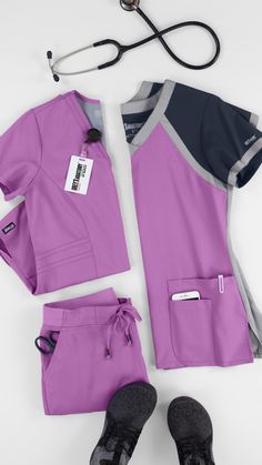 ⭐ Now in new color Sweet Violet. Purple Scrubs Aesthetic, Gray Scrubs, Dark Blue Scrubs, Purple Scrubs Uniform, Galaxy Blue Scrubs