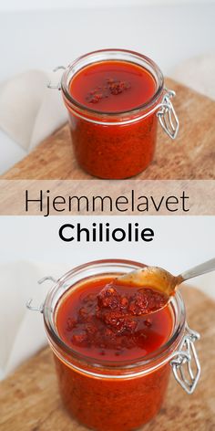 two images showing how to make homemade chili sauce