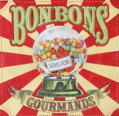 a painting of a gummy machine with the words bon bons on it