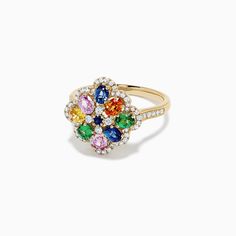 Effy Watercolors 14K Gold Multi Sapphire and Diamond Ring, 1.91 TCW Sapphire And Diamond Ring, Multi Sapphire, Gold Yellow, Sapphire Ring, Diamond Ring, Sapphire, Ring, Yellow, Gold