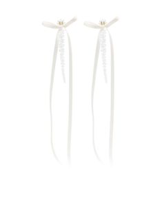 white transparent design drop design crystal embellishment bead embellishment bow detailing push-lock fastening for pierced ears These earrings come as a pair. Bead Embellishment, Drop Design, Bow Earrings, Transparent Design, Earrings White, Play Dress, Satin Bow, Crystal Embellishment, Drops Design