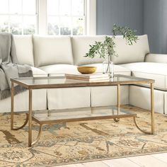 a living room scene with focus on the coffee table