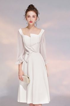 Women Dresses, Dresses For Women Online - SheProm.com Long Sleeve Evening Midi Dress For Wedding, Long Sleeve Midi Dress For Evening Wedding, Elegant Cocktail Evening Dress With 3/4 Sleeves, Elegant 3/4 Sleeve Dress For Wedding Guest, A-line Midi Dress For Wedding Party Season, Summer Wedding Dresses With 3/4 Sleeves, Fitted 3/4 Sleeve Prom Dresses, Half Sleeve Dresses For Spring Wedding Guests, Elegant Cocktail Dress With 3/4 Sleeves