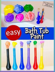 an easy bath tub paint recipe for toddlers to make with their hands and feet