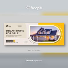 a real estate banner with a house on the front and an image of a home for sale