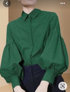 Stile Casual Chic, Lantern Sleeved Blouses, Puff Sleeve Shirt, Top Shirt Women, Moda Vintage, Loose Blouse, Casual Chic Style, Cotton Blouse