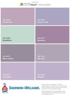 the color scheme for sheryln williams's new paint colors, which are available in