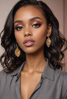 Soft Glam Makeup Brown Eyes Wedding, Bridal Makeup On Dark Skin, Minimal Glam Makeup, Regal Makeup Look, Brunette Bridal Makeup Brown Eyes, Model Close Up, Fall Bridesmaid Makeup Brown Eyes, Tan Skin Makeup Looks, Soft Glam Indian