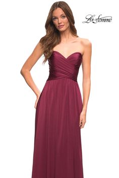 La Femme 30700 Dress | La Femme Dresses | Formal Approach Jersey Prom Dress, Plastic Dress, Prom Dress Stores, Prom Dress Styles, Designer Prom Dresses, Ruched Top, Maxi Styles, Dress Cover, Dresses Formal