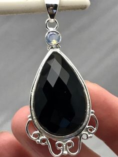 Black Onyx and Opalite Pendant - Morganna’s Treasures Mystical Black Jewelry For Gifts, Mystical Black Jewelry Gift, Black Natural Stones Gemstones For Gift, Mystical Black Jewelry For Healing, Spiritual Black Jewelry With Large Stone, Physical Strength, Ending A Relationship, Protection Stones, Spiritual Awareness