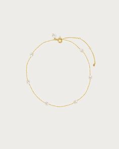 Materials: freshwater pearls, 18K gold plated brass Measurements: 9.65" /245 mm in length, 1.97"/50mm extension chain En Route Jewelry, Pearl Anklet, Pearl Bracelet, Arm Band, Anklets, Fresh Water, Freshwater Pearls, 18k Gold, Gold Plate