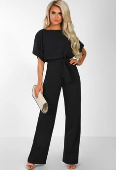 Tie Waist Jumpsuit, Jumpsuit Elegant, Jumpsuit Summer, Short Sleeve Jumpsuits, School Party, Short Sleeve Romper, Belted Shorts, Short Sleeve Pattern, Casual Jumpsuit