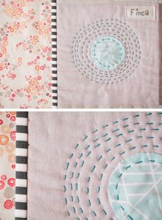 four different patterns on fabric, one with circles and the other with dots in it