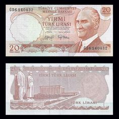 two different types of currency are shown in this image, one is for turkey and the other is for turkey