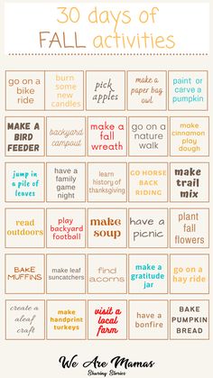 the 30 days of fall activities