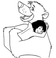 the lion and cub hugging each other in black and white coloring pages for kids to color