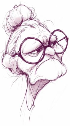 a drawing of a person wearing glasses