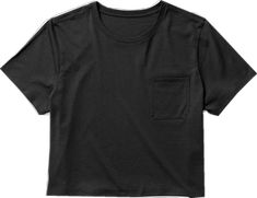 Black Boxy Cropped T-shirt With Crew Neck, Black Boxy Fit Casual Cropped T-shirt, Casual Boxy Black Cropped T-shirt, Black Boxy Cropped T-shirt, Casual Style, Black Top With Side Pockets For Summer, Black Summer Tops With Side Pockets, Casual Boxy Black Top, Black Crew Neck Top With Side Pockets, Casual Black Tops With Side Pockets