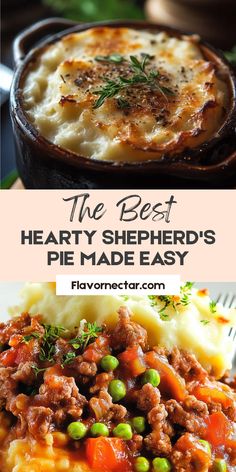 A cozy Hearty Shepherd's Pie pinned, showcasing layers of savory ground meat, rich gravy, and creamy mashed potatoes. Provides a delightful portrayal of a delicious dinner that anyone can create at home, using 2 enticing images. Dinner Games, Creamy Mashed Potatoes, Main Course Recipes, Ultimate Comfort Food, Ground Meat, Satisfying Food, Classic Food