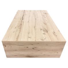 a large wooden box sitting on top of a white surface with no people around it