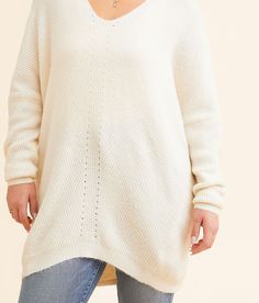 Hyfve V-Neck Oversized Sweater - Cream Medium, Women's Warmcream Open weave dolman sweater Bust measures 54 on size small Body length 28 on size small. 55% Cotton 45% Acrylic. Hand wash cold water. Do not bleach. Line dry. Iron low. Do not dry clean. Apparel & Accessories > Clothing > Shirts & Tops Dolman Sweater, Oversized Sweater Women, Sweater Cream, Sweater For Women, Women's Sweaters, Open Weave, Accessories Clothing, Oversized Sweater, Vneck Sweater