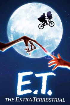 the extra terrestrial movie poster with two hands reaching out to touch each other's hand