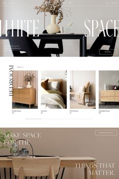 an image of a website design for furniture stores and interior decorating business, with the title white space on it's front page