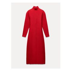 Dress made of 100% wool. High collar and long sleeves. Front pronounced seam detail. Invisible back zip closure. Classic Long Sleeve Sweater Dress For Fall, Chic Long Sleeve Wool Sweater Dress, Wool Long Sleeve Midi Dress For Fall, Wool Midi Dress With Long Sleeves For Fall, Formal High-neck Midi Dress For Fall, Red Midi Dress For Formal Winter Occasions, Red Winter Midi Dress For Formal Occasions, Formal High Neck Midi Dress For Fall, Formal Fall High Neck Midi Dress