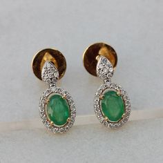 ▶️ This earrings made with natural emerald diamonds in solid 18k yellow gold,▶️ Pave Diamond Gemstone Stud Earrings, Solid 18k Yellow Gold Fine Jewelry.▶️ Gemstone Earrings, Diamond Earrings, Stud Earrings, Everyday Jewelry▶️ Special customize for Mother's day, Anniversary, Birthday Gift, Valentine, Christmas. ▶️ Item Details:18k Yellow Gold Weight:3.08 GramsDiamond Weight:0.22 CaratsGemstone:Natural EmeraldsStud Size: 14.52 x 7.18 mmItem SKU: CDFJE-0163Gemstone color may vary due to natural and Yellow Gold Oval Diamond Earrings For Formal Events, Exquisite Oval Diamond Earrings For Anniversary, Oval Yellow Gold Diamond Earrings For Wedding, Formal Oval Yellow Gold Diamond Earrings, Formal Yellow Gold Oval Diamond Earrings, Gold Diamond Gemstone Earrings For Anniversary, Gold Gemstone Diamond Earrings For Anniversary, Emerald Drop Diamond Earrings For Wedding, Gold Oval Diamond Earrings For Wedding