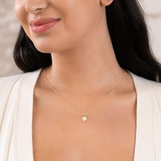 "Our Dainty Clover Necklace--a symbol of luck and charm crafted in your choice of gold filled, sterling silver, or rose gold filled. This exquisite necklace seamlessly combines elegance and whimsy, making it a perfect addition to your everyday wardrobe. 🍀 Symbol of Luck: The dainty clover pendant is a timeless symbol of good fortune. Wearing this necklace not only adds a touch of sophistication to your style but also invites positive energy and luck into your life. * We use the Highest Quality materials from the US and Italy. * Your purchase will come packaged and ready for gift giving! M A K E S * A * P E R F E C T * G I F T : ) * * * * * * * * * * * * * * * * * * * * * * * * * D E T A I L S * 8mm x 9.8mm Clover Pendant * 14K Gold Filled, 14K Rose Gold Filled, Sterling Silver = Pendant + Star Of David Tarnish Resistant Necklace Gift, Dainty Good Luck Jewelry With Flower Pendant, Dainty Flower Pendant Jewelry For Good Luck, Gift Delicate Chain Necklace With Star Of David Pendant, Dainty Birthstone Jewelry For Good Luck, Dainty Flower Pendant Charm Necklace For Good Luck, Dainty Good Luck Flower Pendant Charm Necklace, Gold Flower Pendant Necklace For Good Luck, Yellow Gold Star Of David Charm Necklace Gift