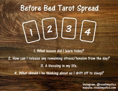 the instructions for how to use bed tarot spread