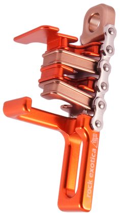 an orange and silver bike chain holder