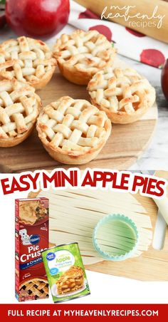 mini apple pies Easy Apple Pie Recipe With Premade Crust, Mini Apple Pies Easy, Easy Mini Apple Pies, Small Apple Pies, Individual Apple Pies, Apple Pie Tarts, Mini Apple Pie Recipe, Mini Pie Crust