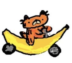 a drawing of a teddy bear sitting on top of a banana