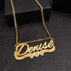 "Custom Nameplate Necklace - 3D Name Necklace-Personalized Name Plate-Birthday Gift PERSONALIZED DOUBLE NAMEPLATE NECKLACE YOU CAN WEAR IT EVERYDAY ♥-FINISH: Polished ♥-NECKLACE LENGTH 12in-30cm kids 14in-35in kids 16in-40cm adults 18in-45cm adults 20in-50cm adults ♥-CHAIN TYPE like as pic ♥-NECKLACE COLOR Gold, Silver, Rose Gold -About shipping and delivery: ♥ All items purchased will be shipped in 7-14business days. ♥ Standard shipping time7-10 working days. (USPS) ♥ Priority shipping 3-5 work Customized Silver Name Necklace For Christmas, Nameplate Necklace For Christmas Anniversary, Customizable Name Necklace For Christmas Anniversary, Christmas Anniversary Nameplate Necklaces, Anniversary Nameplate Necklace For Christmas, Christmas Anniversary Nameplate Necklace, Silver Necklaces For Valentine's Day Celebration, Personalized Silver Necklace For Celebration, Customized Name Necklace For Christmas Anniversary