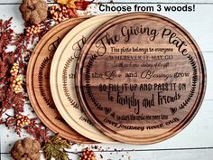 three personalized wooden coasters with names on them