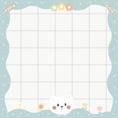 a cute polar bear is standing in front of a blank paper with flowers and sprinkles